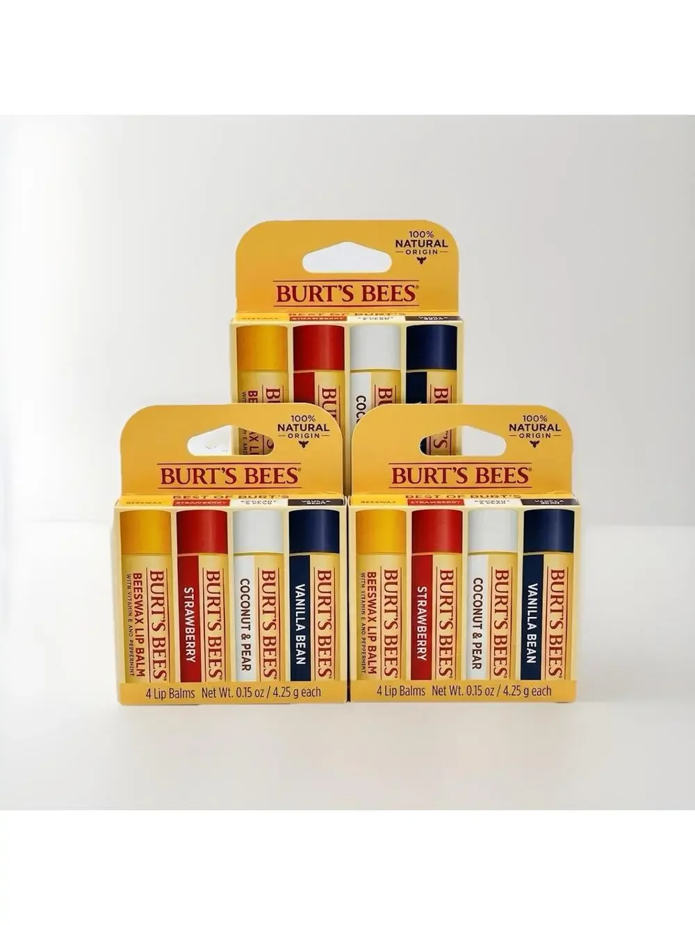 (RB)Burt's Bees Lip Balm 4-Pack Lot of 3 Bulk 12 Tubes Total Variety Pack Sealed